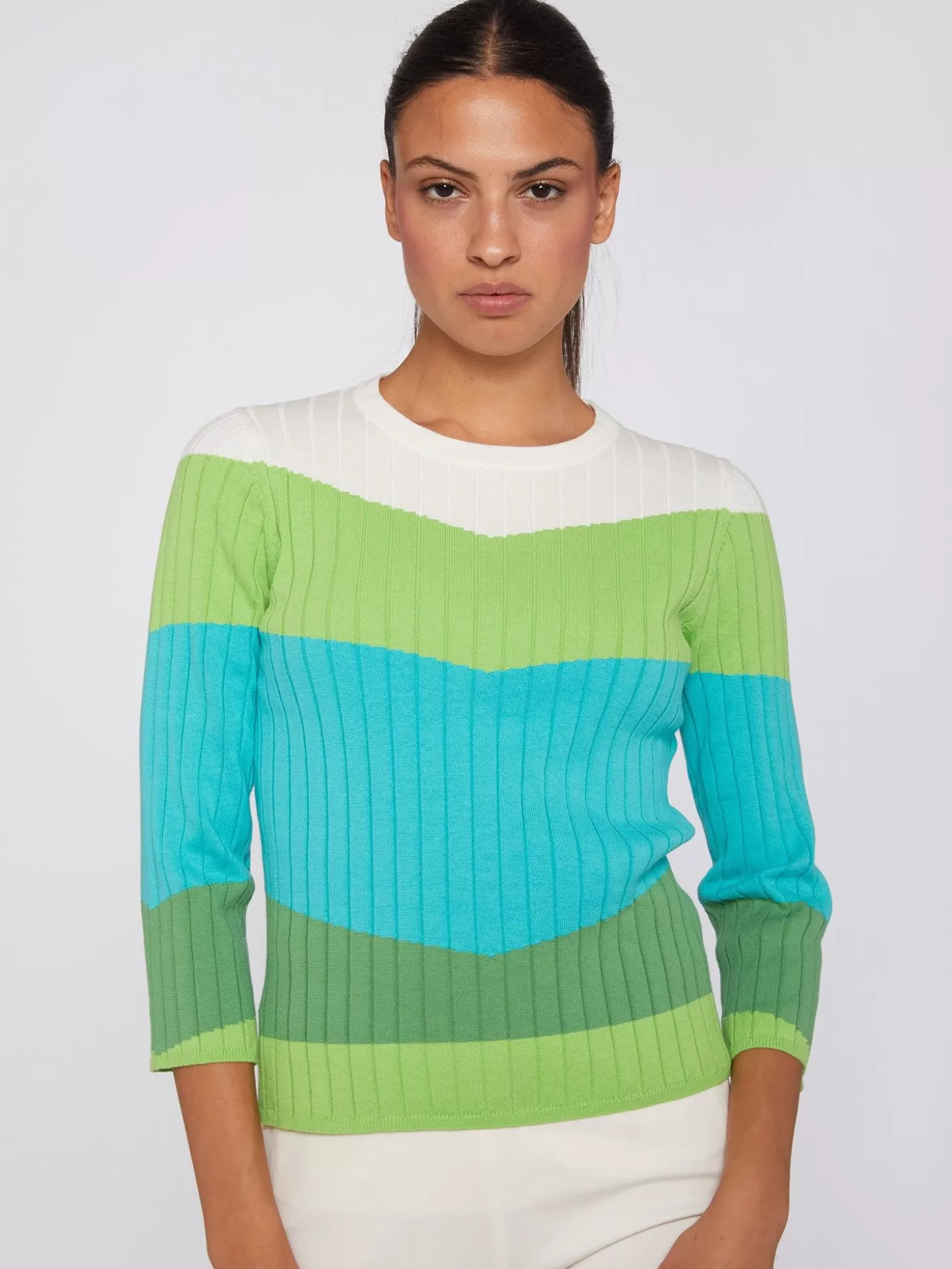 Vilagallo Knitwear Colour Block Canale Green*Women Knitwear