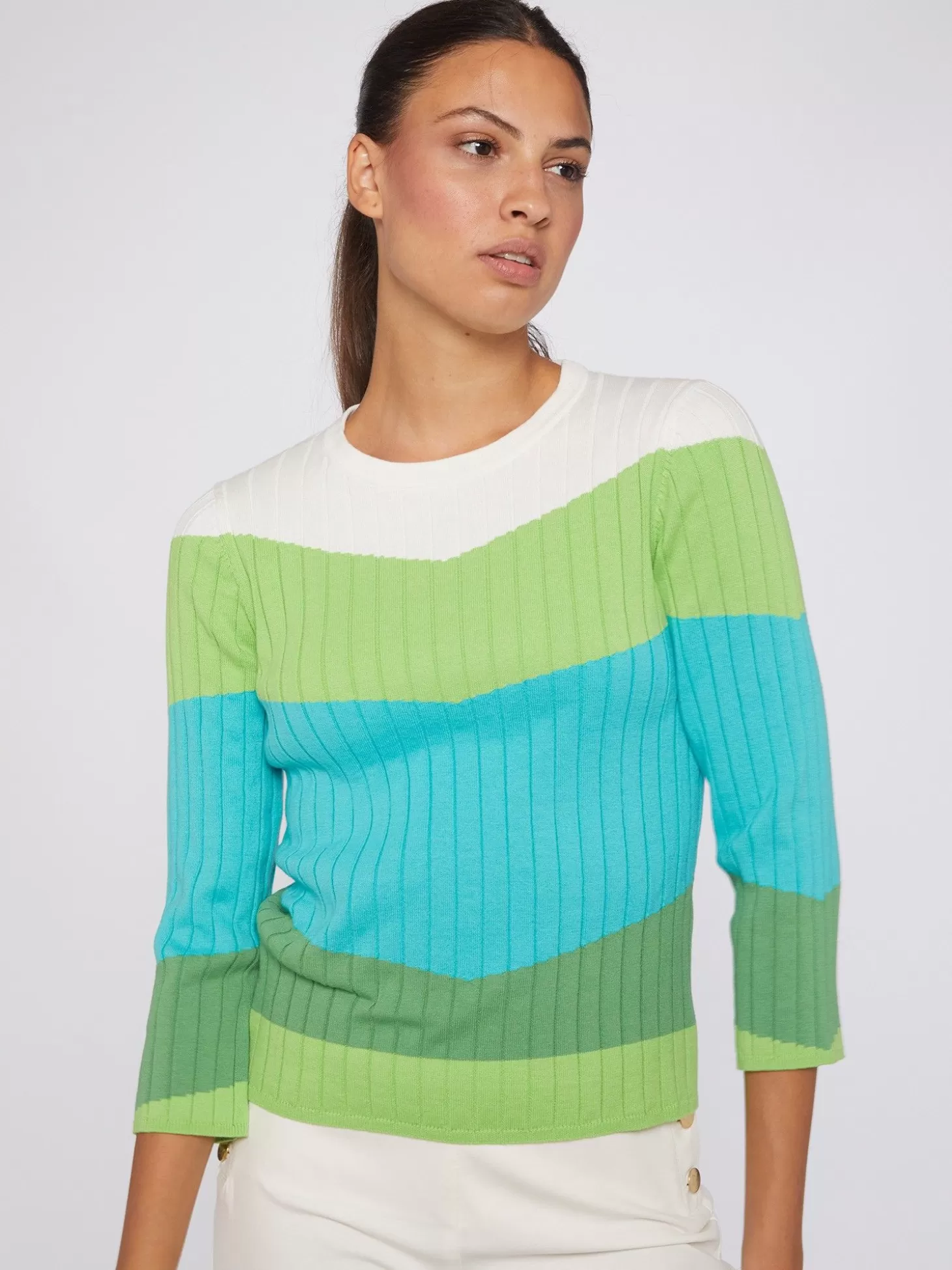 Vilagallo Knitwear Colour Block Canale Green*Women Knitwear