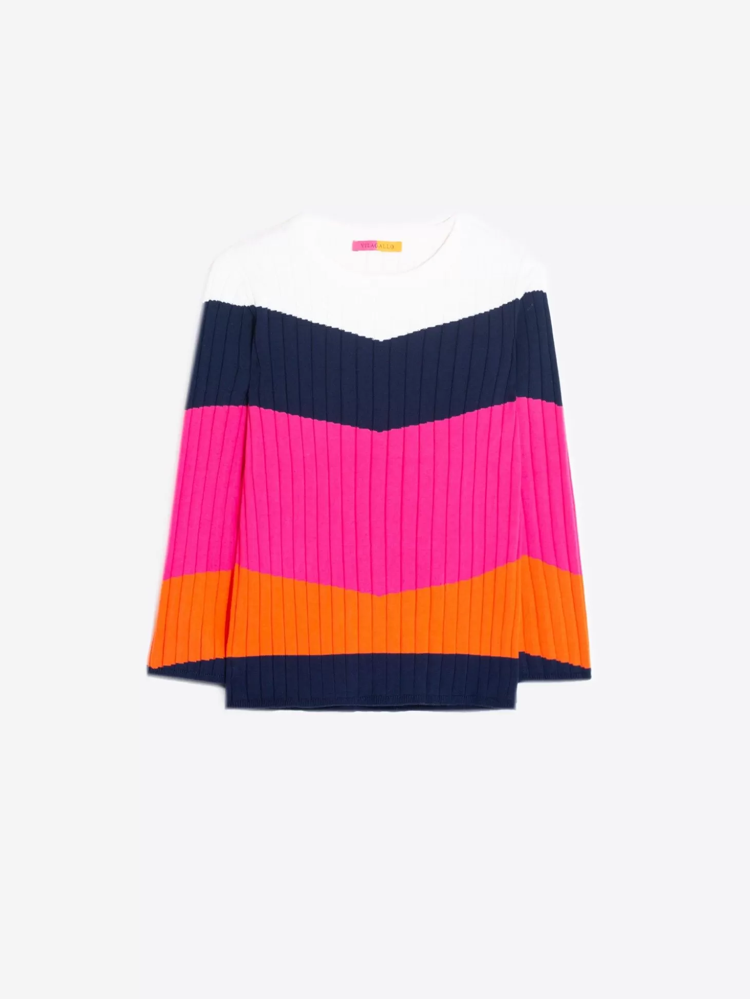 Vilagallo Knitwear Colour Block Canale White Navy Pink&Orange*Women Knitwear