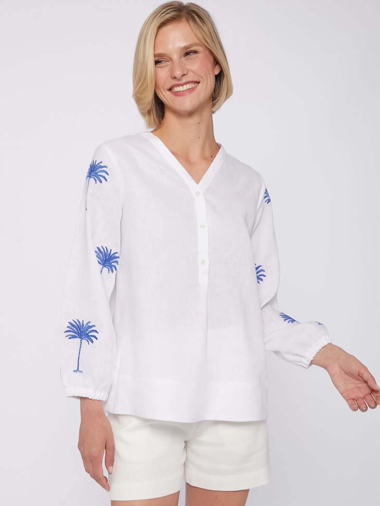 Vilagallo Shirt Ebba Emb White Linen*Women Shirts