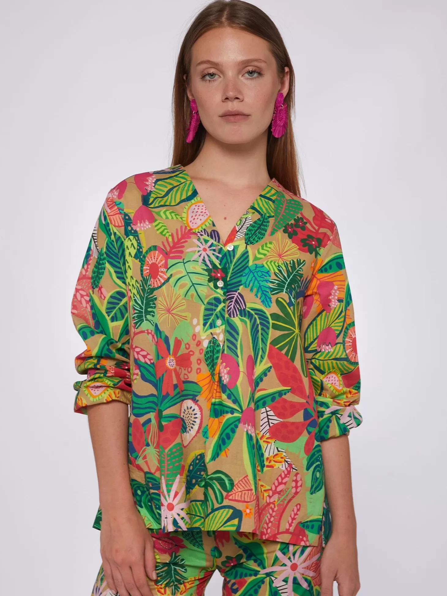 Vilagallo Shirt Ebba Tropical Print Voile*Women Shirts