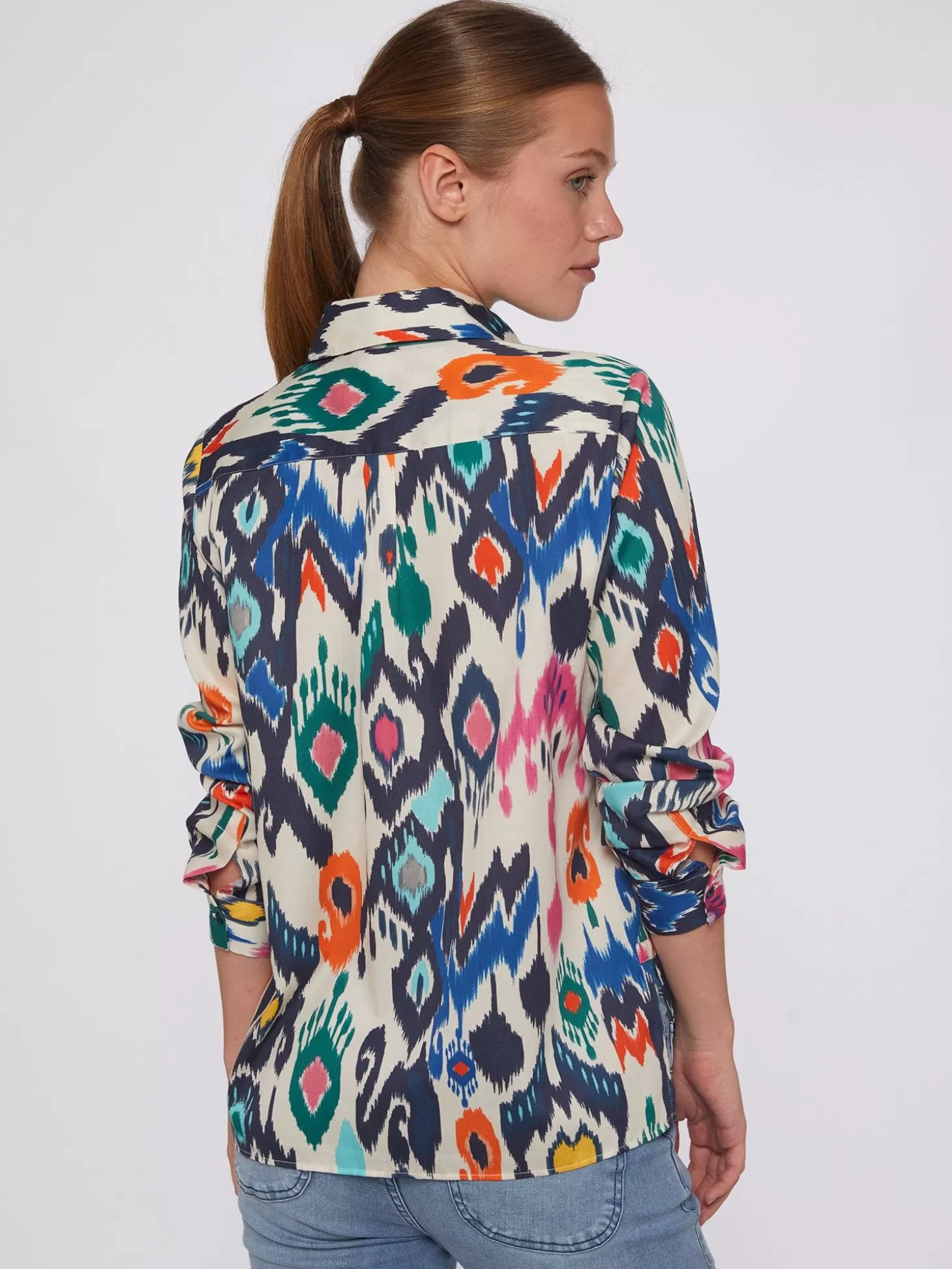 Vilagallo Shirt Isabella Multicolour Ikat Cotton Print*Women Shirts