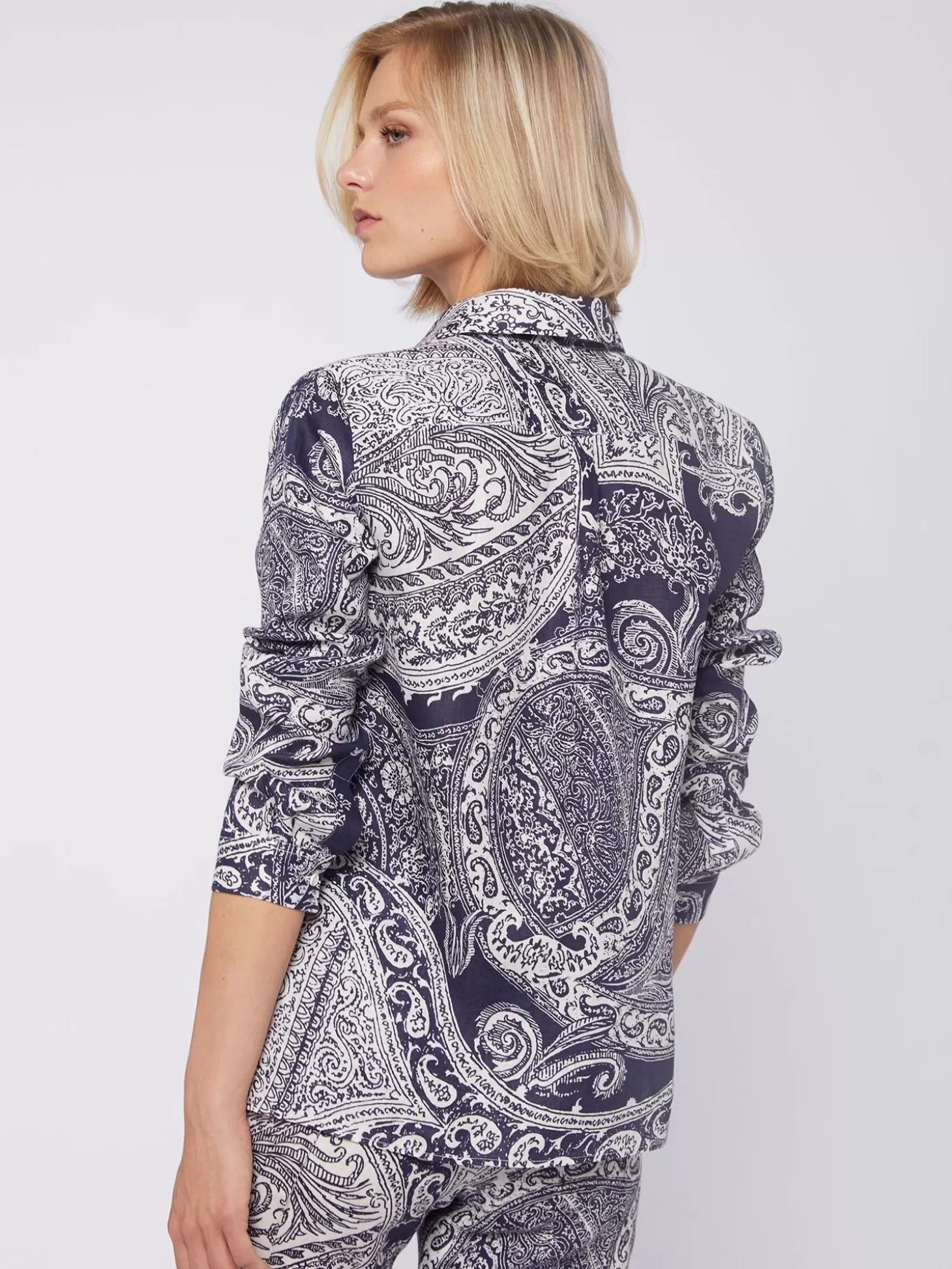 Vilagallo Shirt Isabella Navy Paisley Linen*Women Shirts