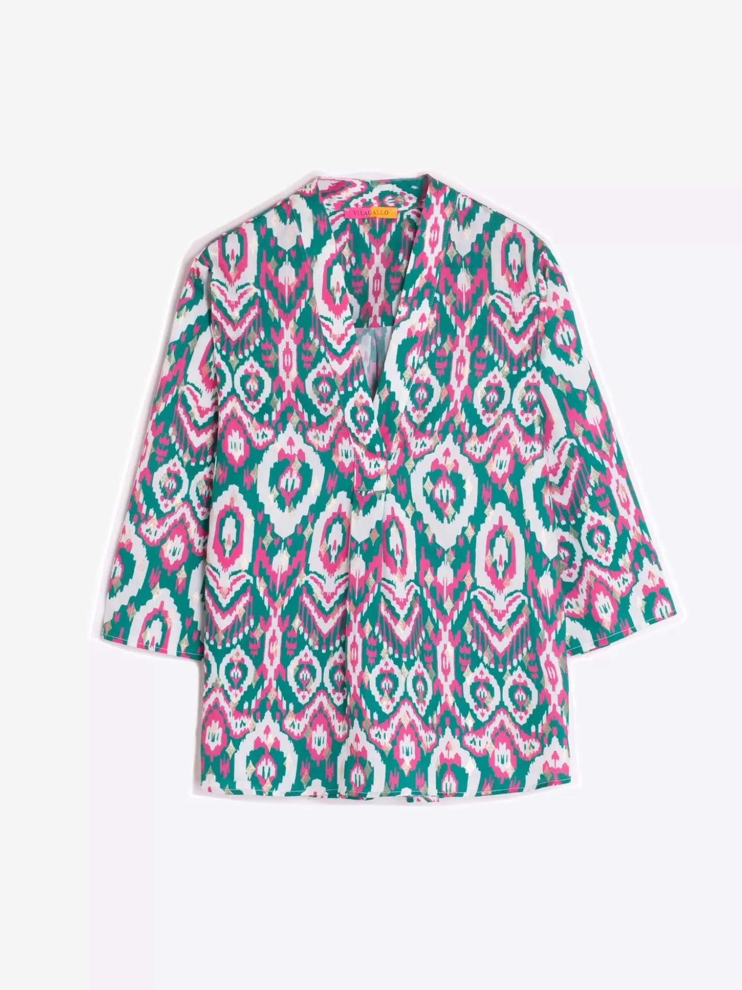 Vilagallo Shirt Leandra Ikat Green Pink Gold*Women Shirts