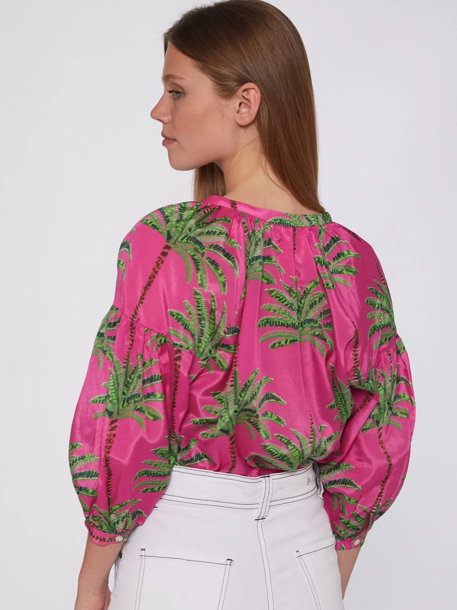 Vilagallo Shirt Mabel Pink Palm Tree*Women Shirts