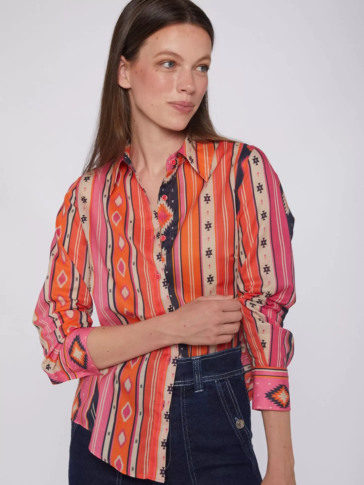 Vilagallo Shirt Mafalda Navajo Pink Stripes*Women Shirts