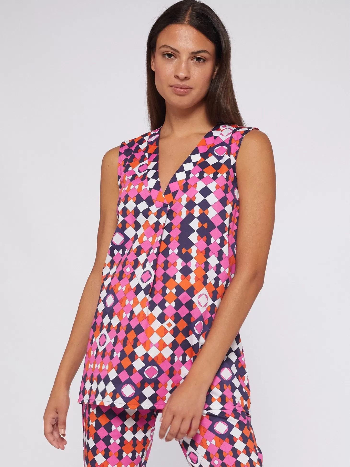 Vilagallo Shirt Orianna Pink Navy Geometric*Women Shirts