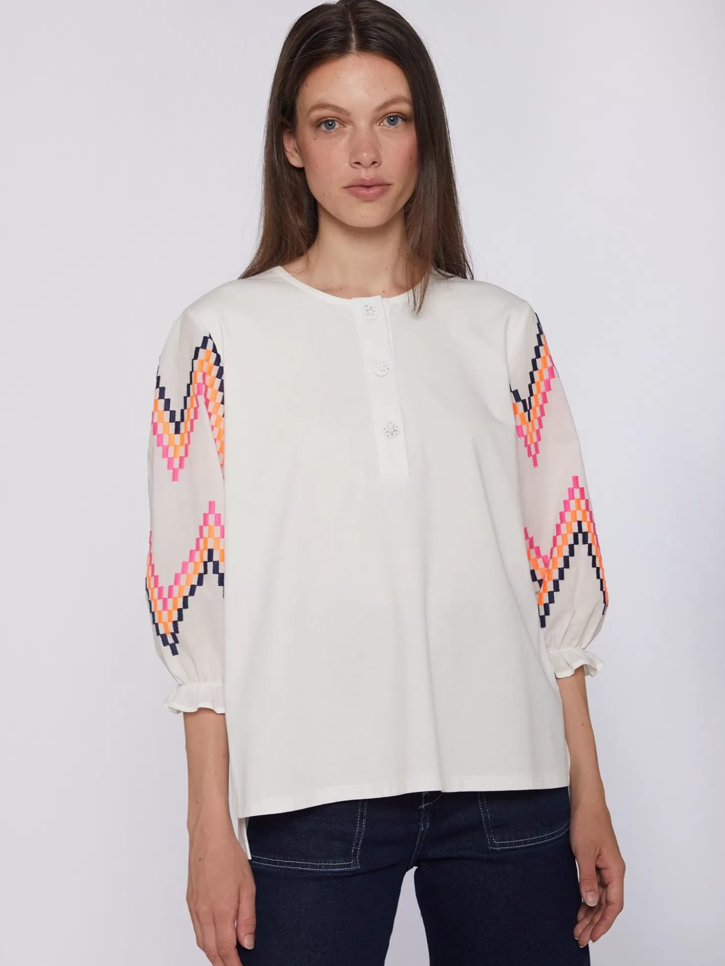 Vilagallo T-Shirt Karen Fluor Embroidered Zig-Zag*Women T-Shirts